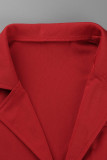 Red Sexy Solid Backless Asymmetrical V Neck Sleeveless Two Pieces