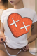 White Casual Street Print Patchwork O Neck T-Shirts