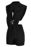 Red Sexy Solid Backless Asymmetrical V Neck Sleeveless Two Pieces