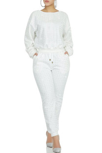 White venetian England Solid Two Piece Suits Patchwork diamonds pencil Long Sleeve 
