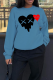 Blue Casual Street Print Patchwork O Neck Tops