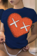 Navy Blue Casual Street Print Patchwork O Neck T-Shirts