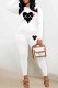 White Street Print Patchwork O Neck Long Sleeve Two Pieces