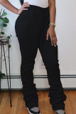 White Fashion Casual Adult Solid Pants Boot Cut Bottoms