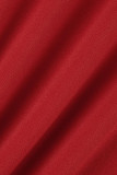 Red Sexy Solid Backless Asymmetrical V Neck Sleeveless Two Pieces