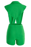 Red Sexy Solid Backless Asymmetrical V Neck Sleeveless Two Pieces