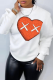 White Casual Street Print Patchwork O Neck Tops