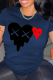 Navy Blue Casual Street Print Patchwork O Neck T-Shirts
