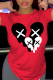 Red Street Daily Print Patchwork O Neck T-Shirts