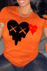Orange Casual Street Print Patchwork O Neck T-Shirts