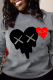 Grey Casual Street Print Patchwork O Neck Tops