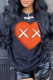 Black Casual Street Print Patchwork O Neck Tops