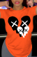 Orange Street Daily Print Patchwork O Neck T-Shirts