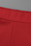 Red Sexy Solid Backless Asymmetrical V Neck Sleeveless Two Pieces