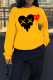Yellow Casual Street Print Patchwork O Neck Tops
