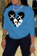 Blue Casual Street Print Patchwork O Neck Tops