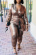 Rose Sexy Solid Patchwork V Neck Regular Jumpsuits