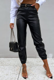 Apricot Casual Solid Patchwork Skinny High Waist Pencil Solid Color Trousers