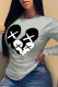 Grey Casual Street Print Patchwork O Neck Tops