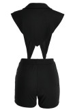 Red Sexy Solid Backless Asymmetrical V Neck Sleeveless Two Pieces