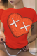 Red Casual Street Print Patchwork O Neck T-Shirts