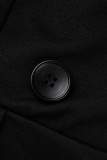 Black Fashion Casual Print Patchwork With Belt Asymmetrical Turndown Collar Long Sleeve Plus Size Dresses