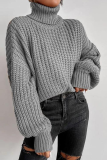 White Street Solid Patchwork Turtleneck Tops