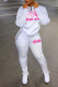 White Casual Print Patchwork Zipper Collar Long Sleeve Two Pieces