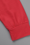 Red Casual Gradual Change Print Patchwork Hooded Collar Long Sleeve Two Pieces