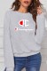Grey Casual Print Letter O Neck Tops