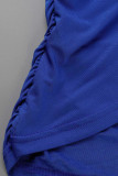 Green Casual Solid Patchwork Fold V Neck Long Sleeve Dresses