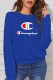 Blue Casual Print Letter O Neck Tops