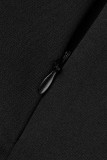 Black Sexy Patchwork See-through Slit Long Sleeve Two Pieces
