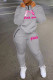 Grey Casual Print Patchwork Zipper Collar Long Sleeve Two Pieces