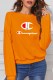 Orange Casual Print Letter O Neck Tops