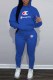 Blue Street Print Letter Hooded Collar Long Sleeve Two Pieces