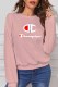 Pink Casual Print Letter O Neck Tops