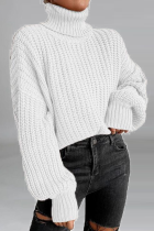 White Street Solid Patchwork Turtleneck Tops