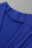 Green Casual Solid Patchwork Fold V Neck Long Sleeve Dresses