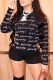 Black Casual Print Letter O Neck Long Sleeve Two Pieces