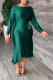 Green Sexy Solid Patchwork O Neck Waist Skirt Dresses