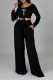 Black Casual Print Patchwork O Neck Long Sleeve Two Pieces