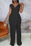 Light Coffee Casual Solid Patchwork V Neck Boot Cut Jumpsuits