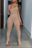 White Street Solid Patchwork Spaghetti Strap Long Sleeve Two Pieces