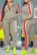 Grey Casual Print Letter Turndown Collar Long Sleeve Two Pieces