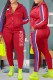Red Casual Print Letter Turndown Collar Long Sleeve Two Pieces