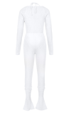 White Street Solid Patchwork Spaghetti Strap Long Sleeve Two Pieces