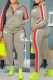 Grey Casual Print Letter Turndown Collar Long Sleeve Two Pieces