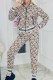 White Elegant Character Patchwork Letter Zipper Collar Long Sleeve Two Pieces