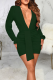 Ink Green Sexy Solid Bandage V Neck Pencil Skirt Dresses